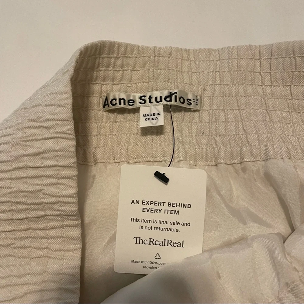 Acne Studios Asymmetrical Linen Cream Mini Skirt